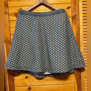 Lane Bryant Denim Chambray Knee Length Aline Skirt White Accent Dots Size 14